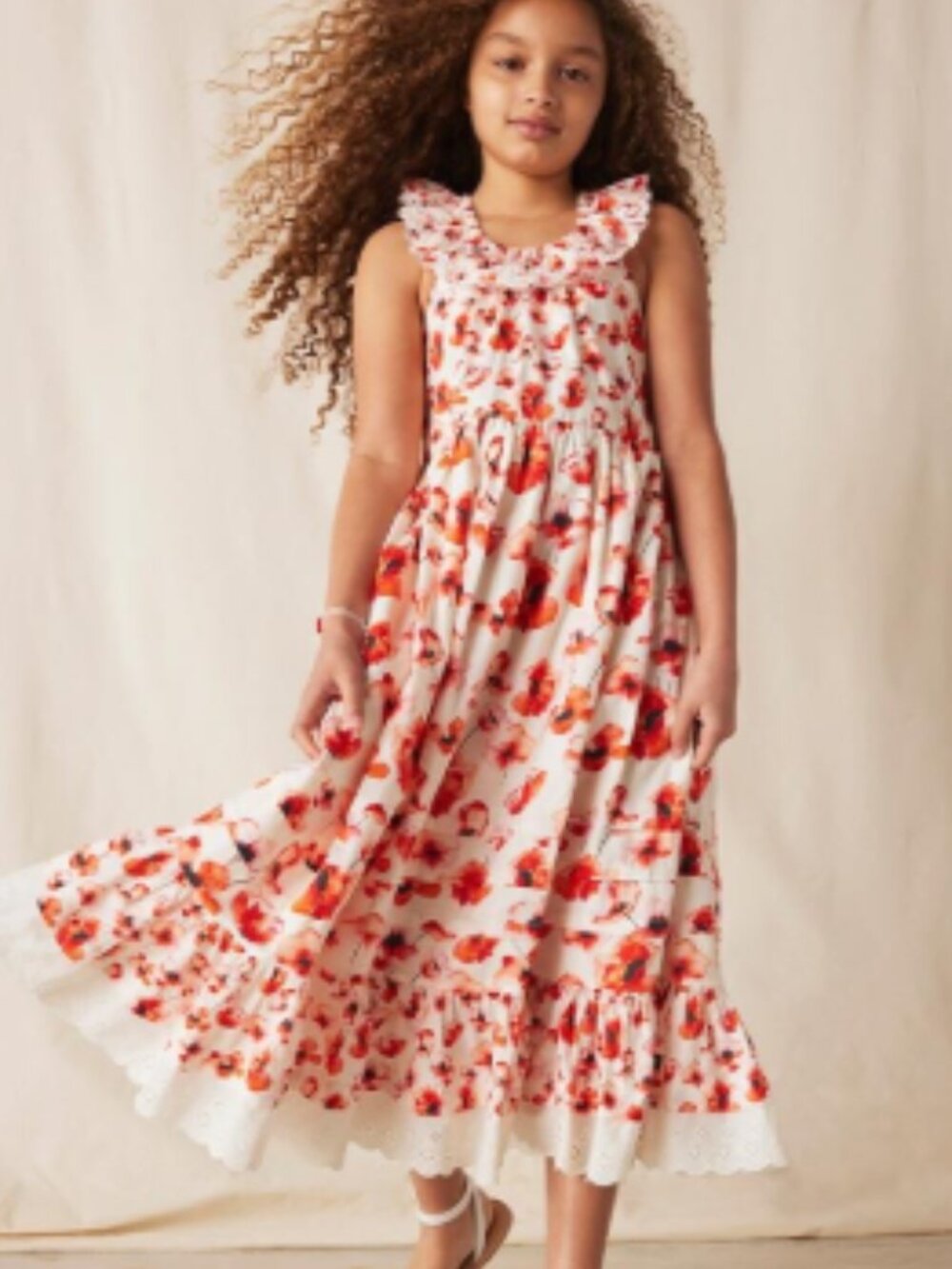 Girls Matilda Jane Enchanted Garden Playful Poppies Long Floral Maxi Dress sz 6